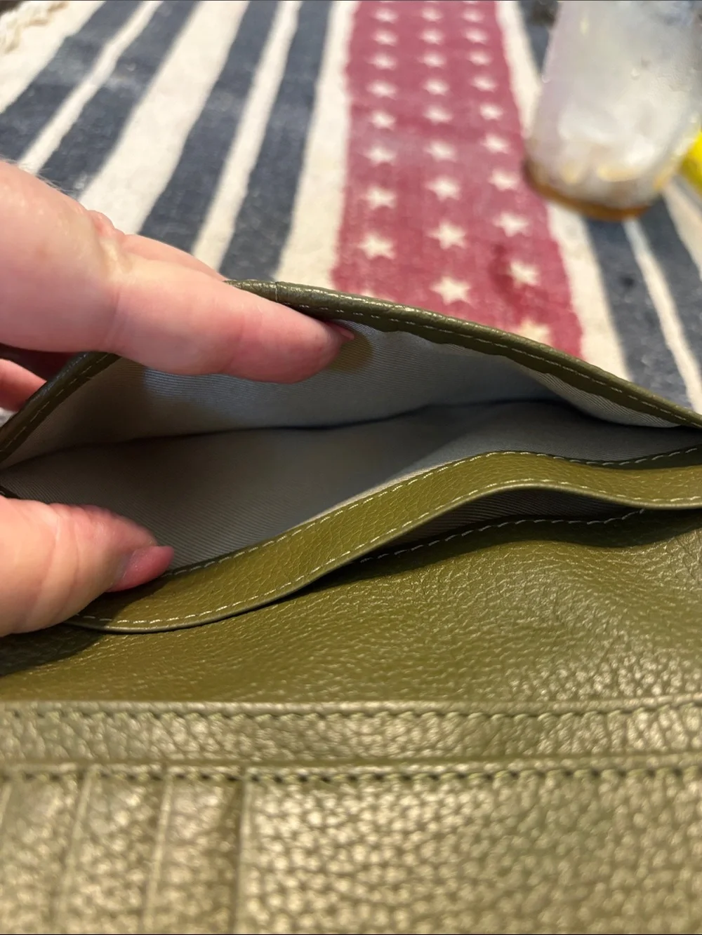 American Leather Co. Olive Green Leather Zip Wallet